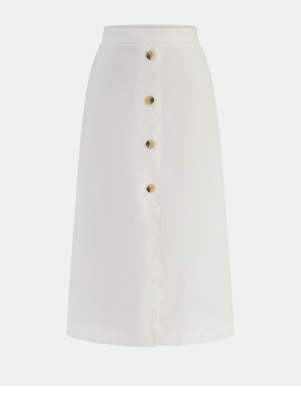 Commense Cream Button-Front Midi Skirt